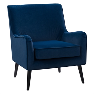 CorLiving Elwood Tapered Leg Modern Accent Chair in Blue Luxe Velvet Fabric