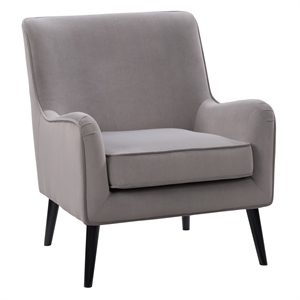 corliving elwood tapered leg modern accent chair in gray luxe velvet fabric