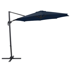 corliving navy blue fabric offset tilting patio umbrella with aluminum pole