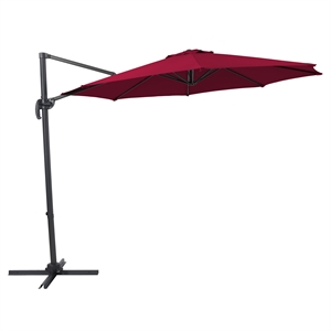 corliving wine red fabric offset tilting patio umbrella with aluminum pole