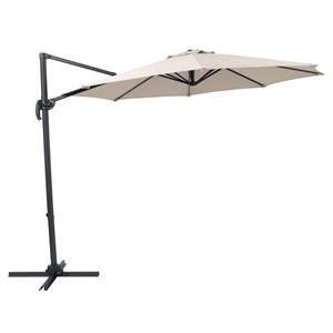 corliving off white fabric offset tilting patio umbrella with aluminum pole