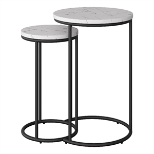 corliving fort worth white marbled engineered wood 23in tall nesting side tables