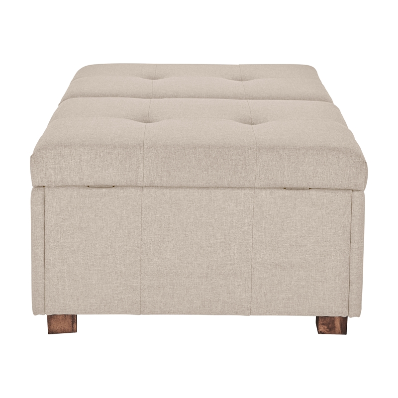 Double storage outlet ottoman