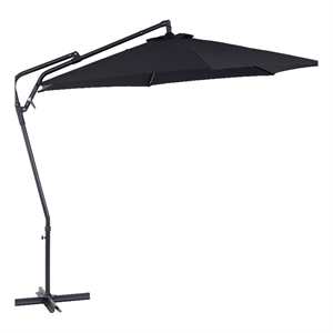 solward 10ft steel/ metal frame black uv resistant cantilever tilting umbrella