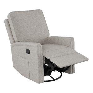 jasmine beige fabric upholstered contemporary swivel and glider recliner chair