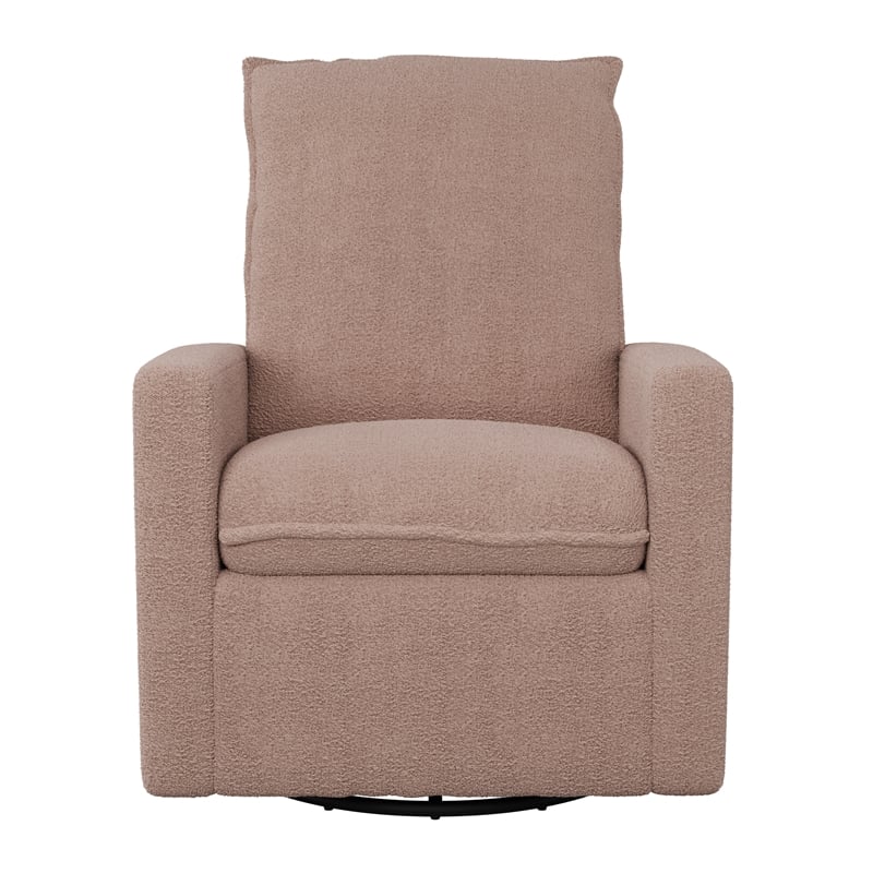 Caillie Pink Boucle Fabric Upholstered Contemporary Glider Recliner Chair