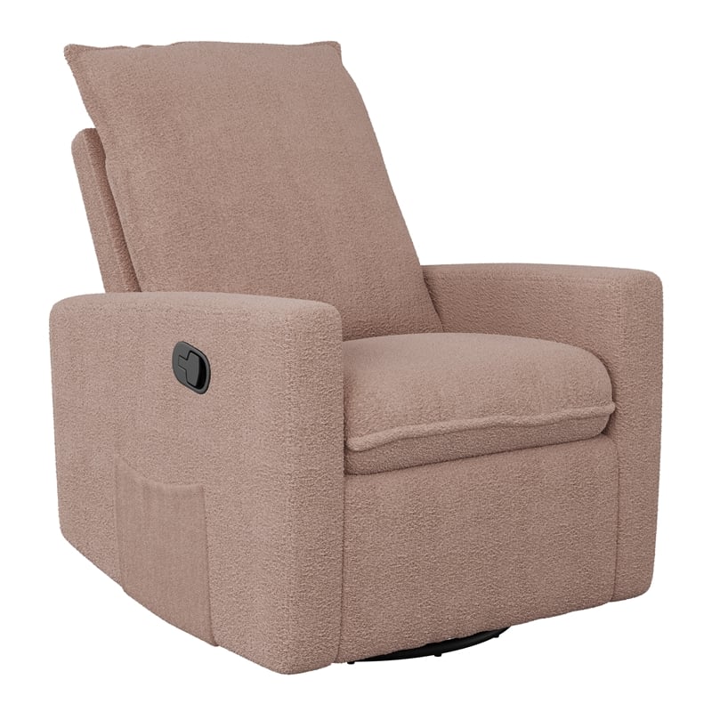 Caillie Pink Boucle Fabric Upholstered Contemporary Glider Recliner Chair