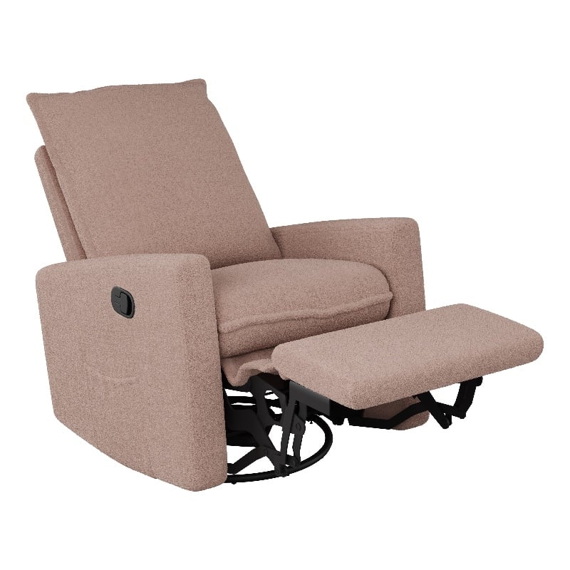Caillie Pink Boucle Fabric Upholstered Contemporary Glider Recliner Chair