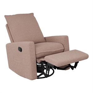 caillie pink boucle fabric upholstered contemporary glider recliner chair