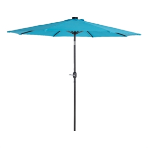pegasus 9ft blue fabric tilting patio umbrella with solar power led lights