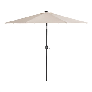 pegasus 9ft off white fabric tilting patio umbrella with solar power led lights