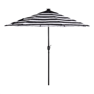 pegasus 9ft white/ black fabric tilting patio umbrella w solar power led lights