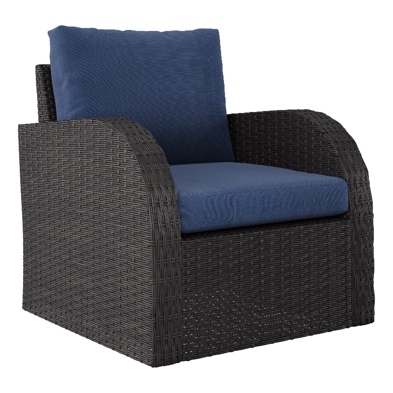 Resistant Chair Brisbane Outdoor Wicker / Rattan Rust Resistant Chair with Blue ...