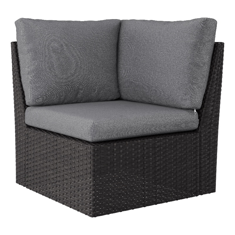 Brisbane Wicker / Rattan Outdoor Corner Sectional Piece with Light Gray