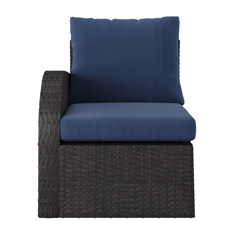 Brisbane Wicker / Rattan Outdoor Left Sectional Chair with Blue