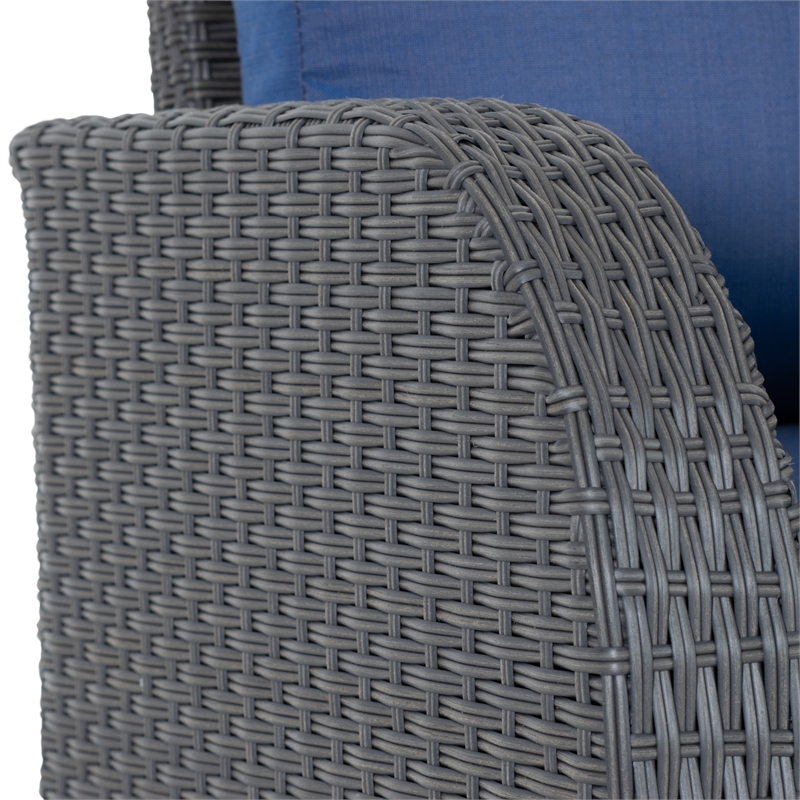 Brisbane Wicker / Rattan Outdoor Left Sectional Chair with Blue