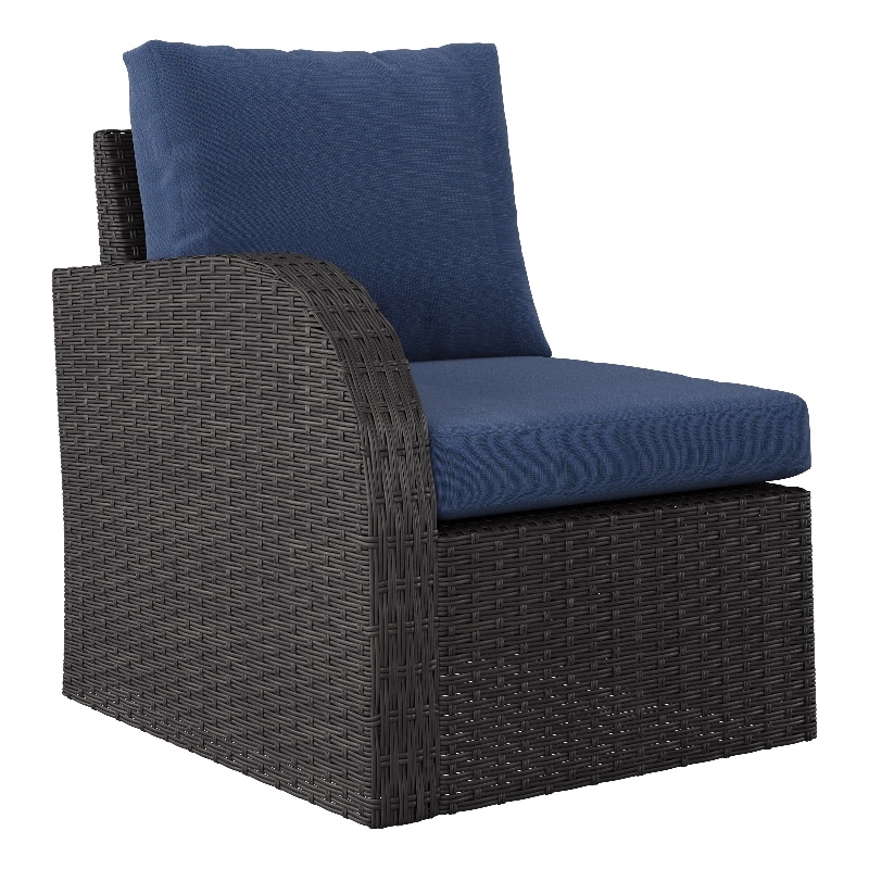 Brisbane Wicker / Rattan Outdoor Left Sectional Chair with Blue
