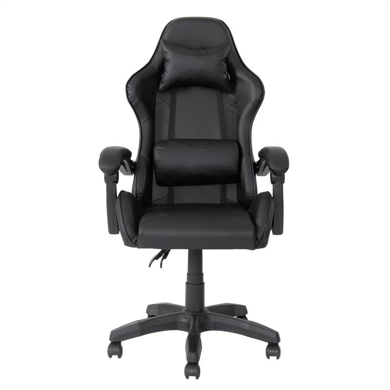 CorLiving Ravagers Adjustable Height Fabric Gaming Chair in Black