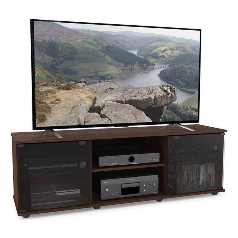 CorLiving Fiji Maple Engineered Wood TV Stand with Glass Doors For TVs up to 75