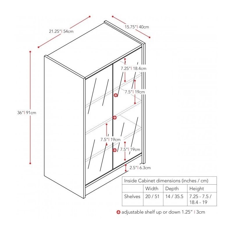 Corliving Cranley Audio Component Stand With Glass Doors In Black