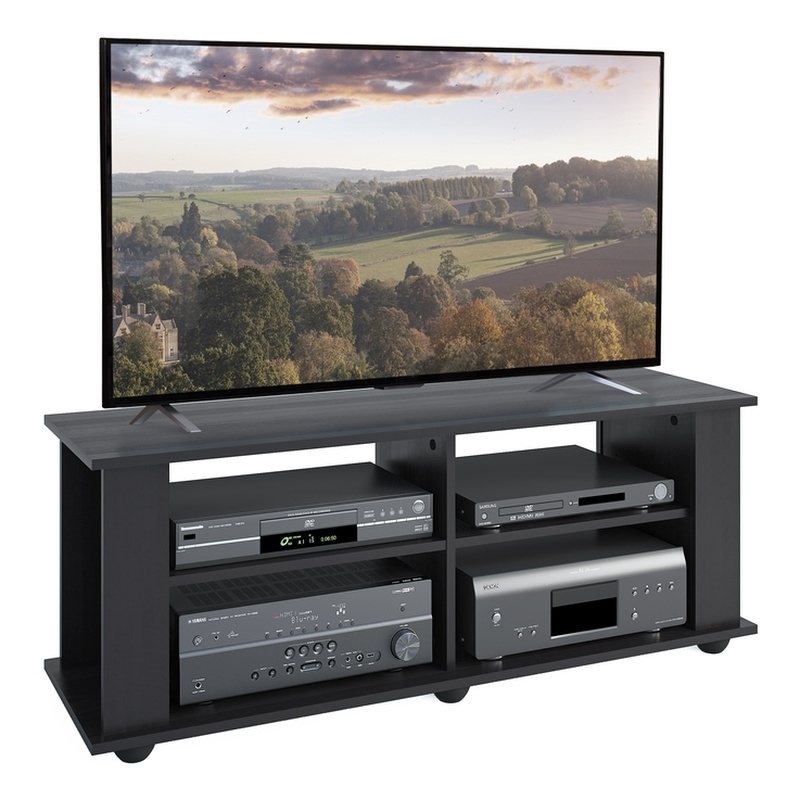 Fillmore Black Engineered Wood TV Stand with Open Shelves For TVs up to 55