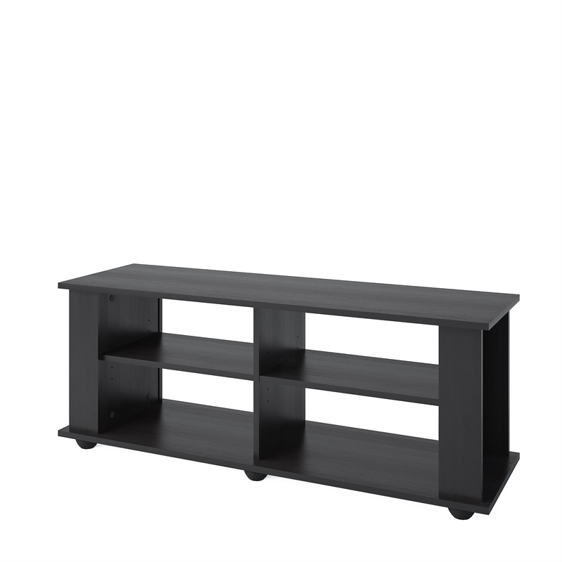 CorLiving Fillmore Black Engineered Wood TV Stand w/ Open Shelves - TVs upto 55