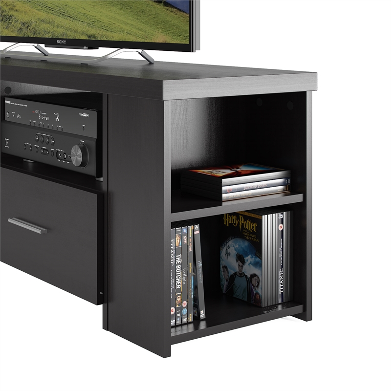 Fernbrook Black Engineered Wood TV Stand with Generous Storage for TVs up to 75