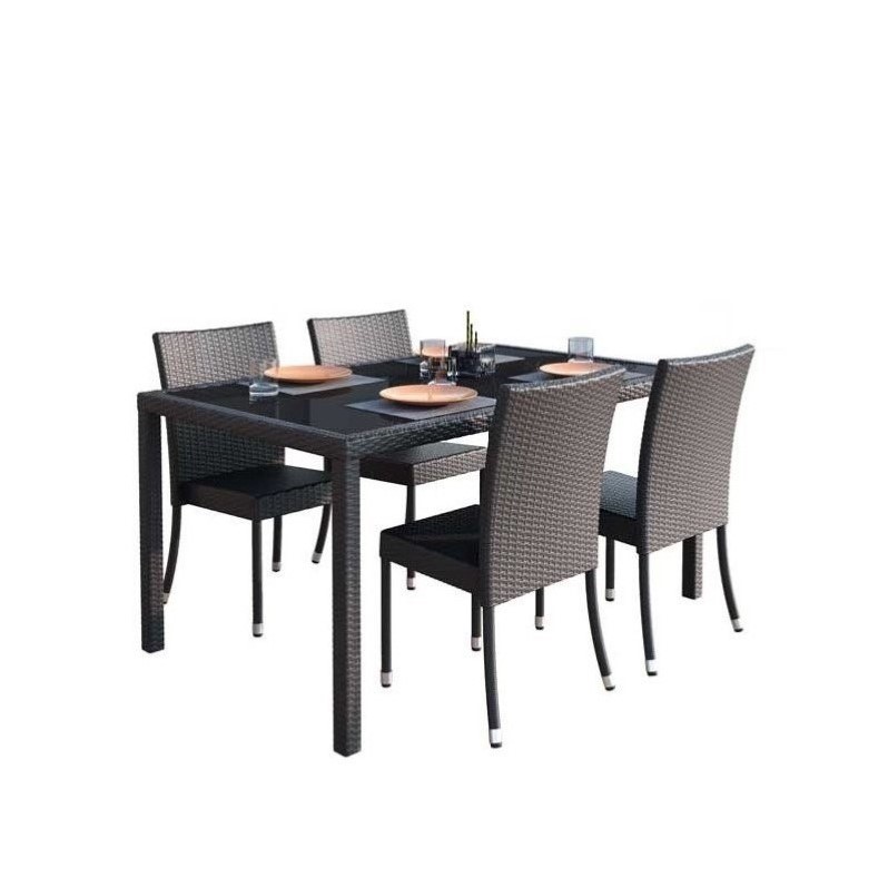 5 Piece Wicker Patio Dining Set In Black Z 206 Tpp 5 Piece Wicker Patio Dining Set In Black