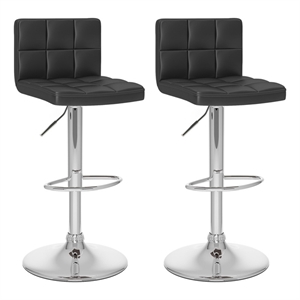 Zion Black Faux Leather Tufted Adjustable Low Back Barstools - Set of 2