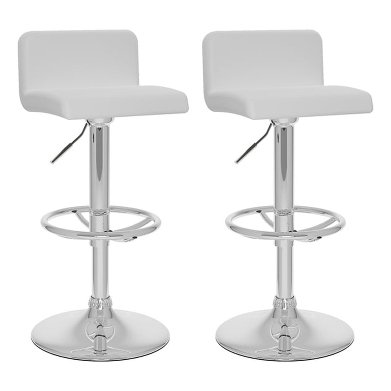 White Faux Leather Barstool Set, Low Back Faux Leather Bar Stools