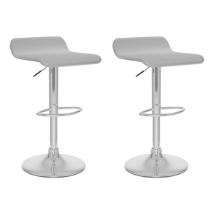 Theo White PU Fabric Upholstered Adjustable Low Back Curved Barstools - Set of 2