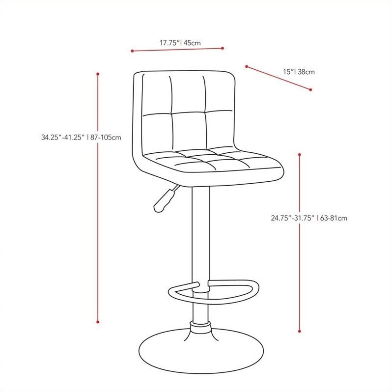 32" High Back Adjustable Bar Stool in White (Set of 2) B417UPD