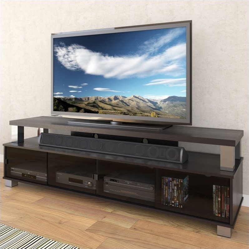 CorLiving Bromley 2 Tier TV Stand in Ravenwood Black - for TVs up to 95