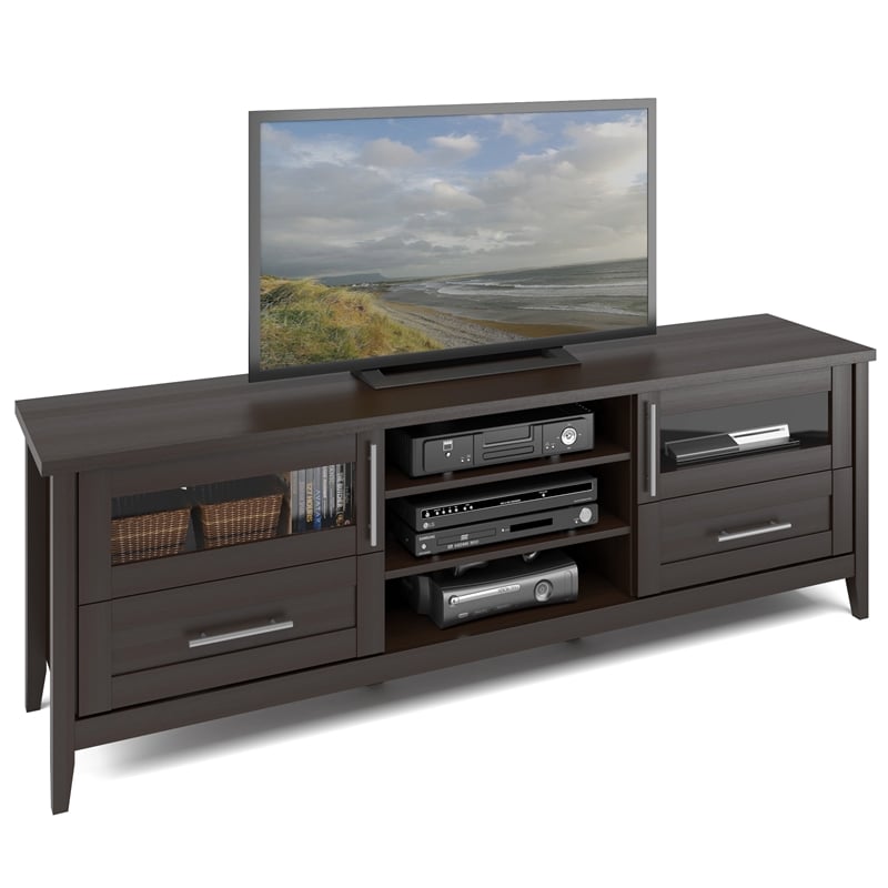 CorLiving Jackson TV Stand in Espresso Wood Grain - For TVs up to 85