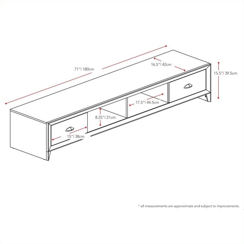 Extra Wide TV Bench in Modern Wenge Finish TLK872B