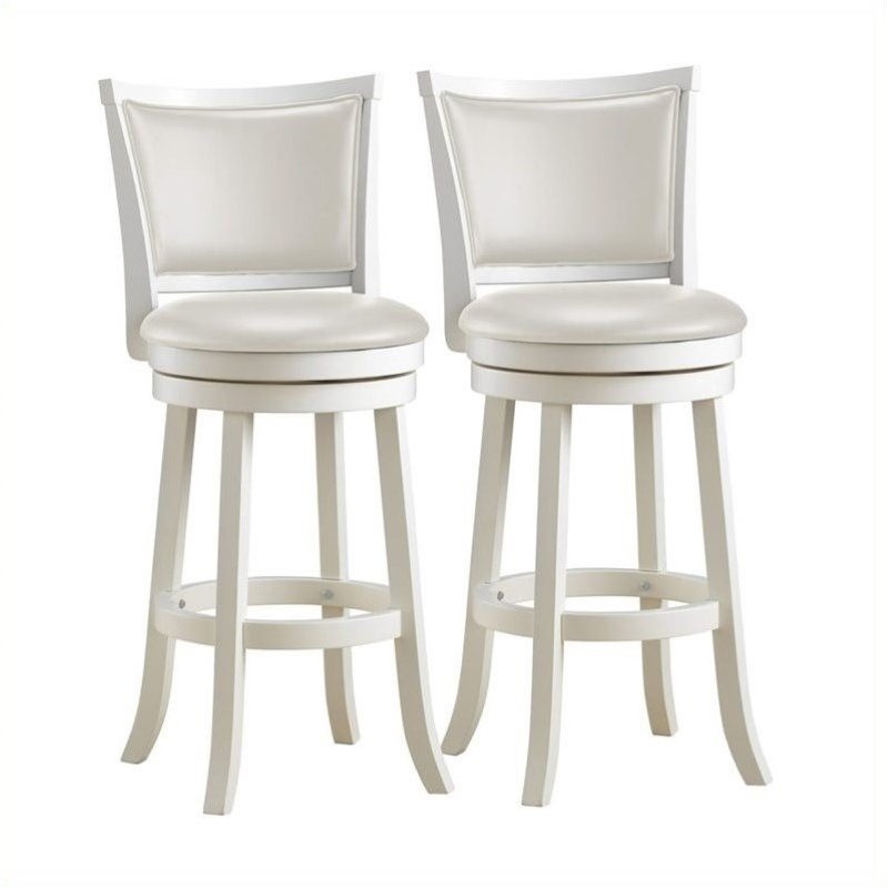 29 High Back Bar Stool In White Set Of 2 119 B 29