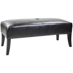 corliving antonio bench in black bonded leather