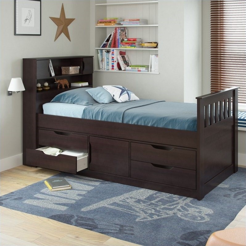 Twin Single Captain's Bed in Rich Espresso BMG170B
