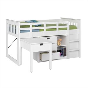 madison single desk and storage twin loft bed