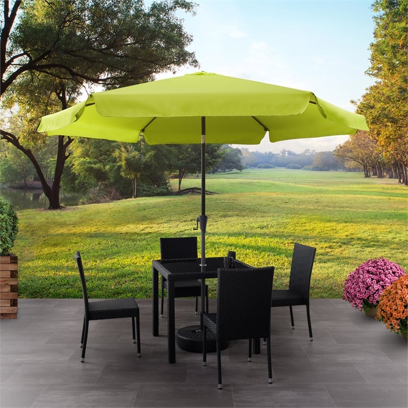 CorLiving 10ft Round Tilting Lime Green Fabric Patio Umbrella Cymax