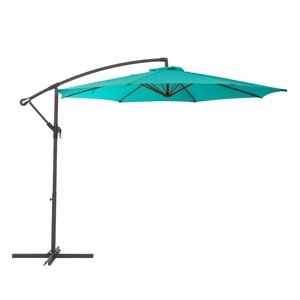 CorLiving 9.5ft Turquoise Fabric Offset Tilting Patio Umbrella with Steel Frame