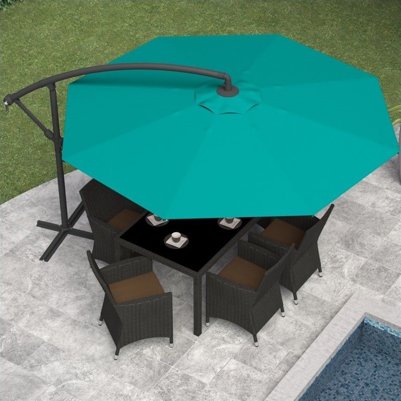 Corliving Offset Patio Umbrella In Turquoise Blue Ppu 460 U