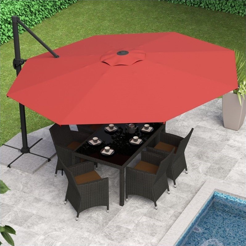 Corliving Deluxe Offset Patio Umbrella In Wine Red Ppu 550 U