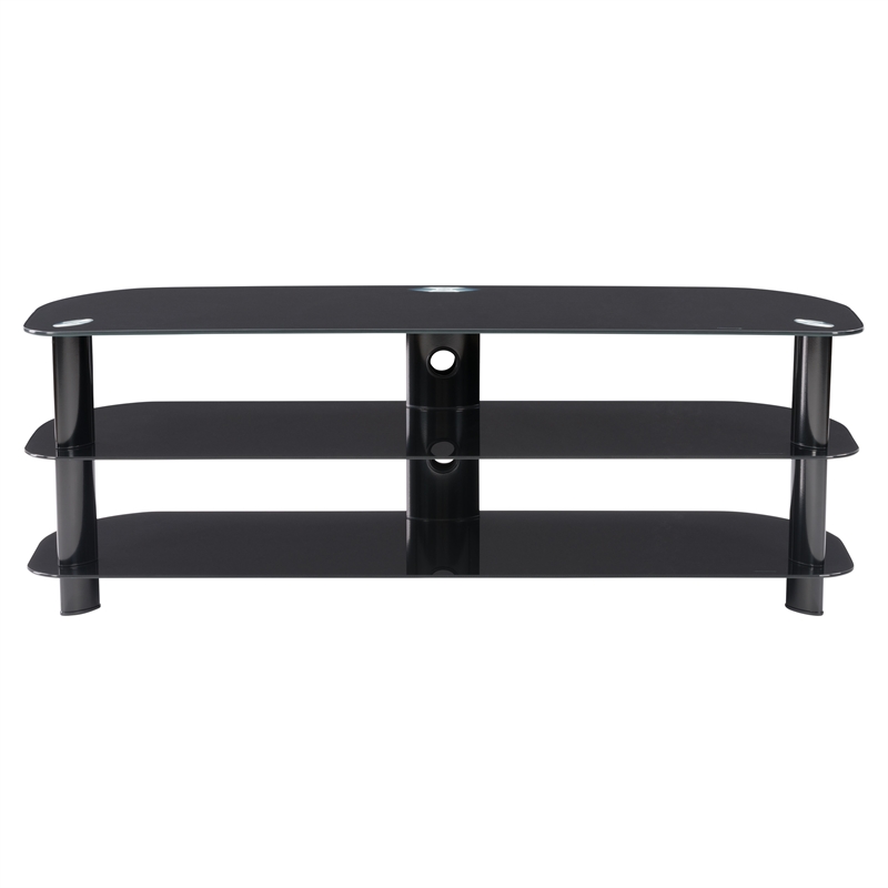 Laguna Black Tempered Glass and Satin Black Metal TV Stand For TVs up to 65