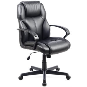 corliving faux leather managerial office chair in black