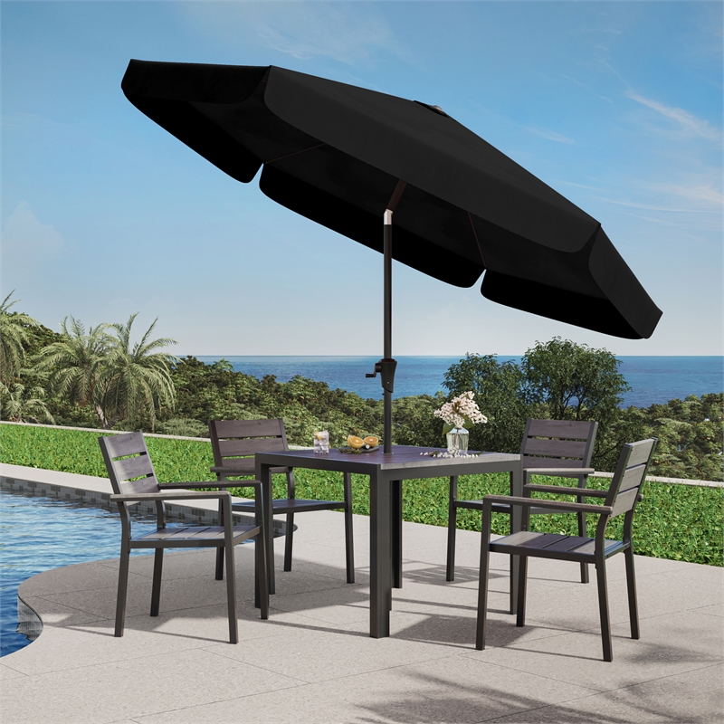 CorLiving Black Round 10ft Fabric Canopy Tilting Market Patio