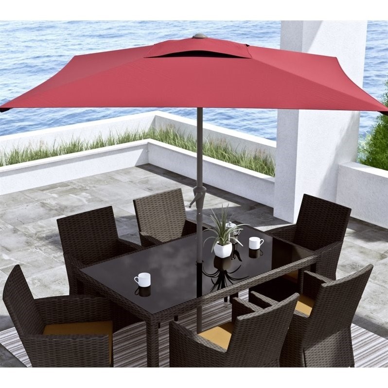 Corliving Square Patio Umbrella In Wine Red Ppu 350 U