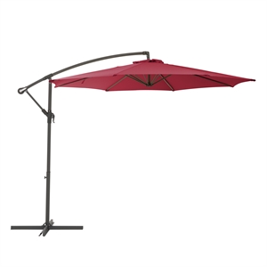 CorLiving 9.5ft Wine Red Fabric Offset Tilting Patio Umbrella with Steel Frame