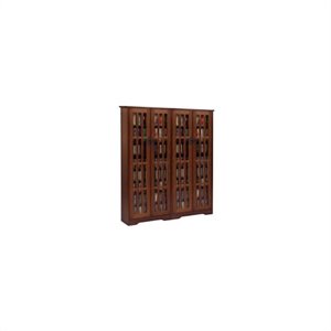 leslie dame inlaid glass mission multimedia cabinet in dark cherry