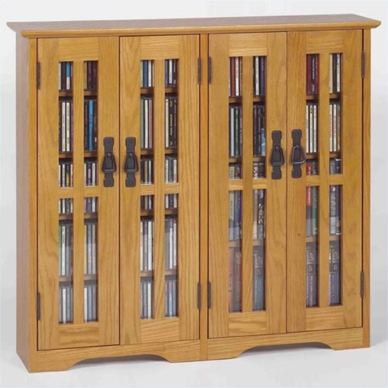 36 Wall Hanging Glass Multimedia Cabinet In Mission Oak M 380